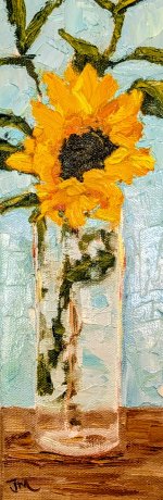 Painting Sunflower in a vase Oil on Gallery Wrapped Canvas
