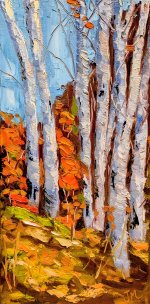 Painting Fall Colours at the Dog Park (framed) Oil on Canvas