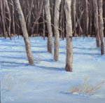Painting Tree shadows in the snow (framed) Oil on Canvas