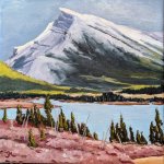 Painting Rundle Mountain after the rain. Oil on Gallery Wrapped Canvas