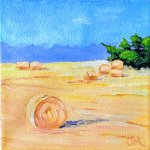 Painting Hay bales along Hwy 1 Oil on Gallery Wrapped Canvas